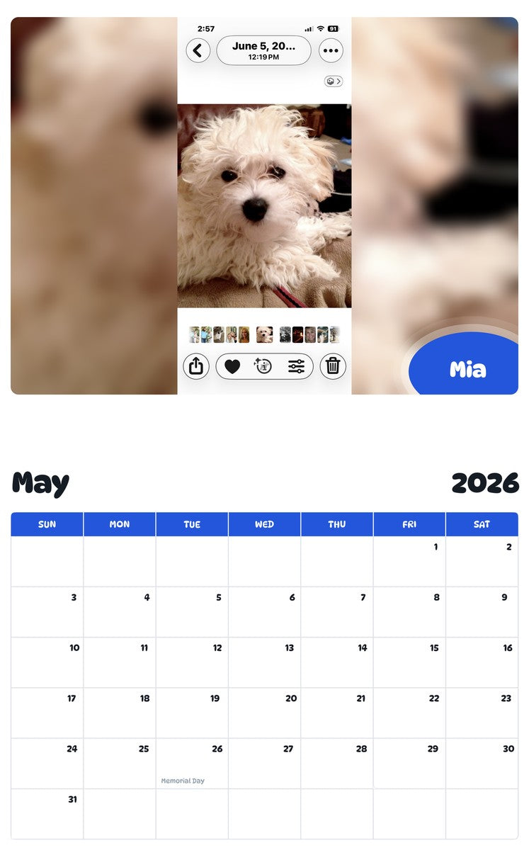 2026 - 2027 Mia - Pawidols Pet Calendar