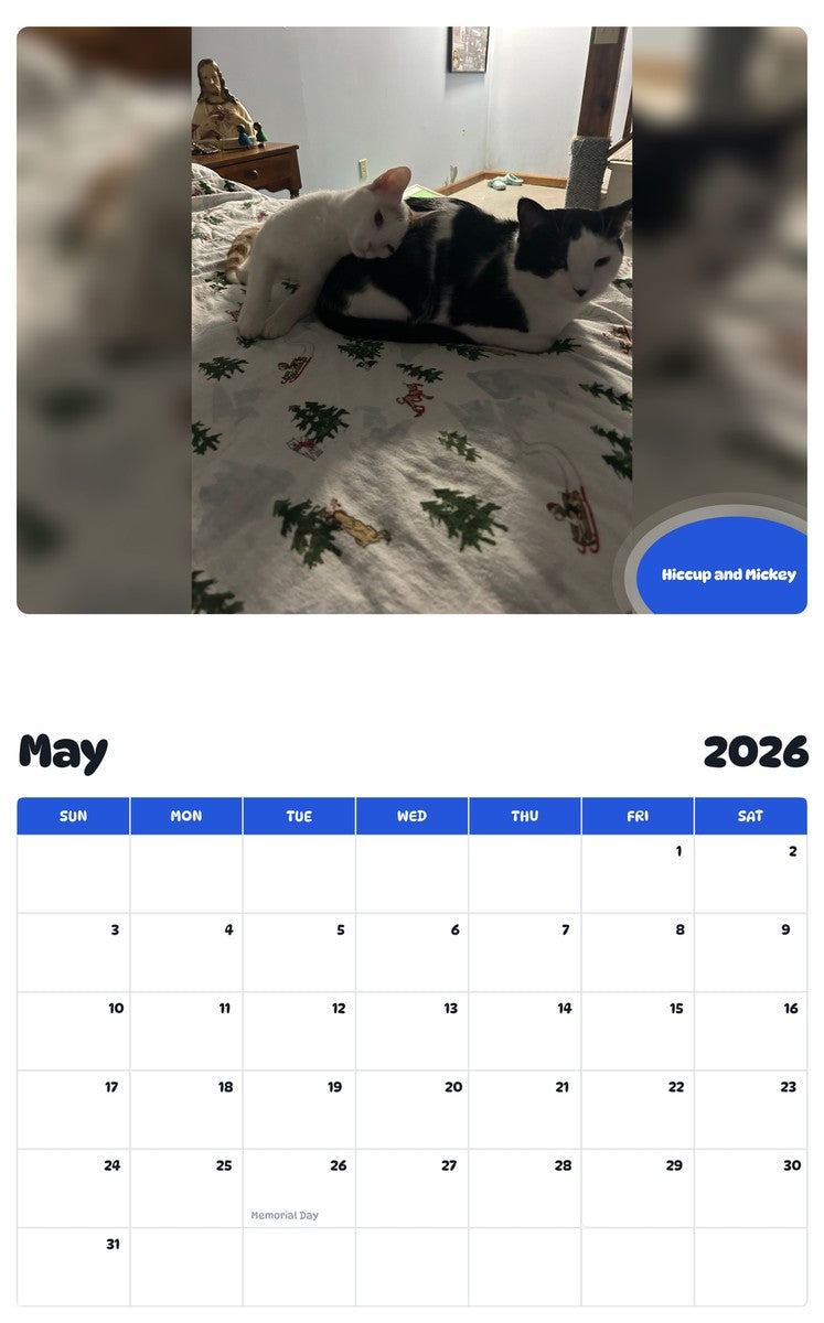 2026 - 2027 Hiccup and Mickey - Pawidols Pet Calendar