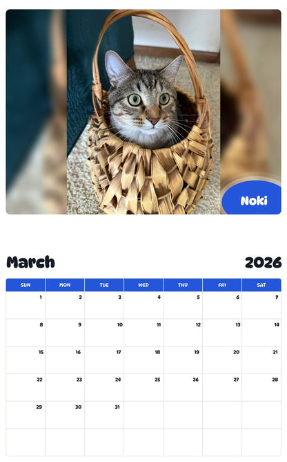 November 2025 - October 2026 Noki - Pawidols Pet Calendar