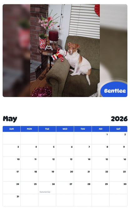 2026 - 2027 Bentlee - Pawidols Pet Calendar
