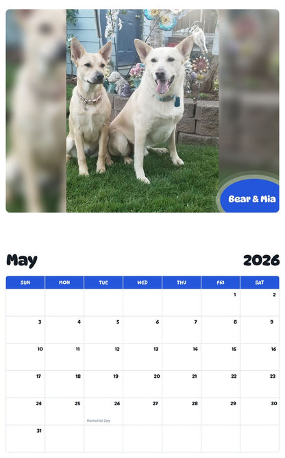 2026 - 2027 Bear & Mia - Pawidols Pet Calendar