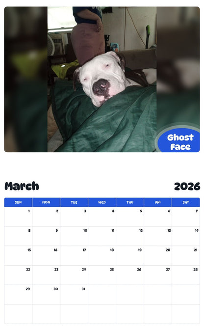 November 2025 - October 2026 Ghost Face - Pawidols Pet Calendar