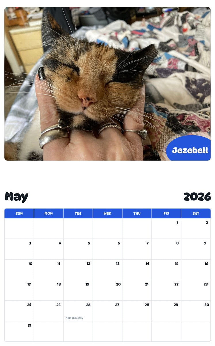 2026 - 2027 Jezebell - Pawidols Pet Calendar