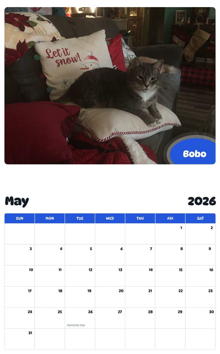 2026 - 2027 Bobo - Pawidols Pet Calendar