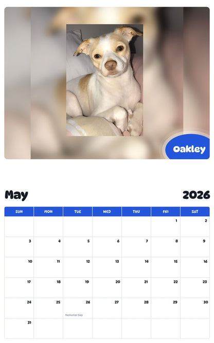 2026 - 2027 Oakley - Pawidols Pet Calendar