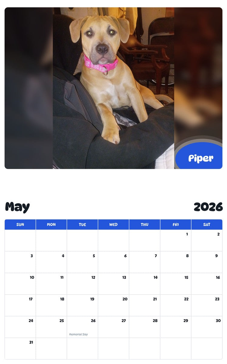 2026 - 2027 Piper - Pawidols Pet Calendar