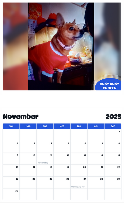 July 2025 - June 2026 Roxy doxy cooper - Pawidols Pet Calendar