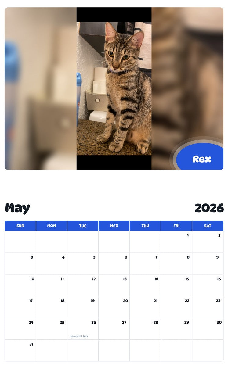 2026 - 2027 Rex - Pawidols Pet Calendar