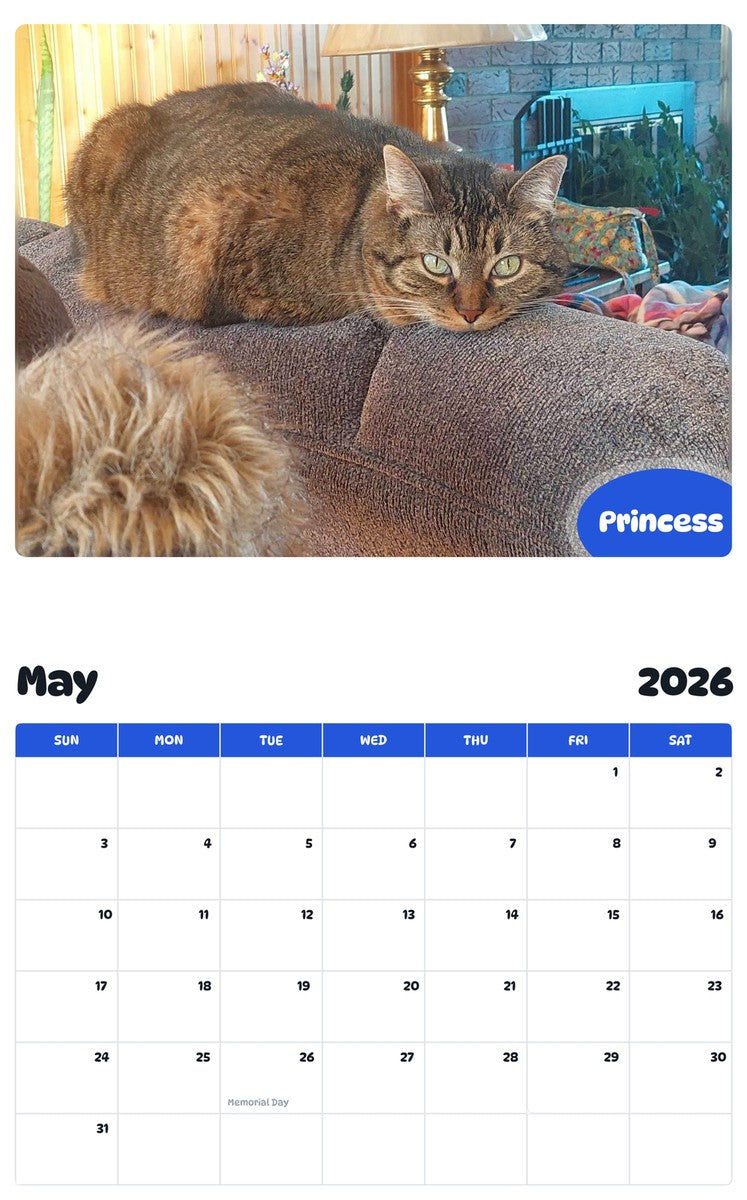 2026 - 2027 Princess - Pawidols Pet Calendar