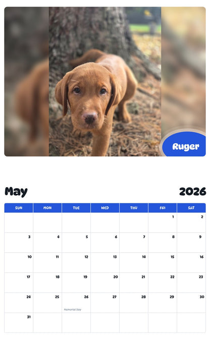 2026 - 2027 Ruger - Pawidols Pet Calendar