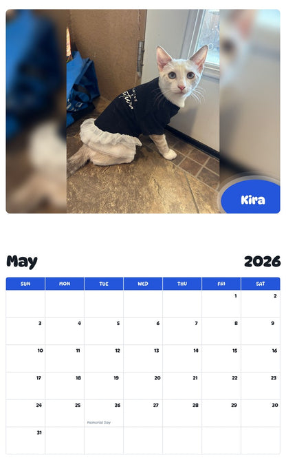 2026 - 2027 Kira - Pawidols Pet Calendar
