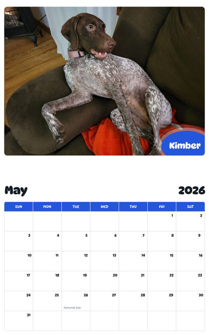 2026 - 2027 Kimber - Pawidols Pet Calendar