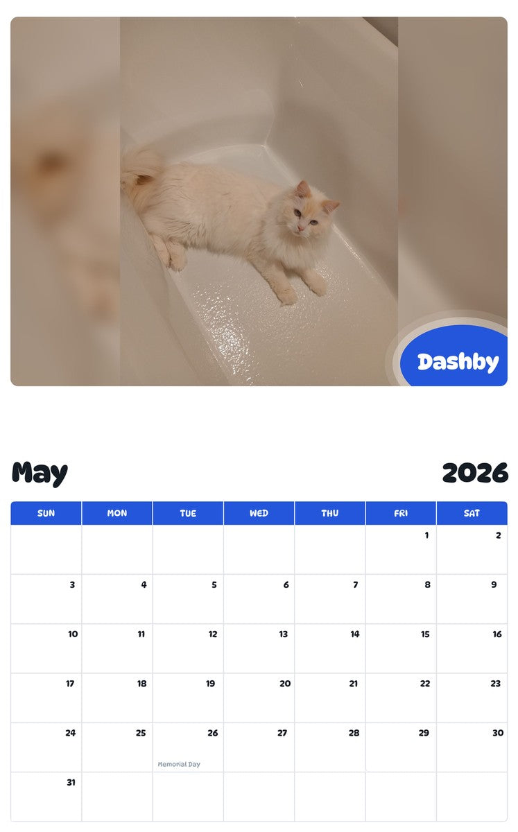 2026 - 2027 Dashby - Pawidols Pet Calendar