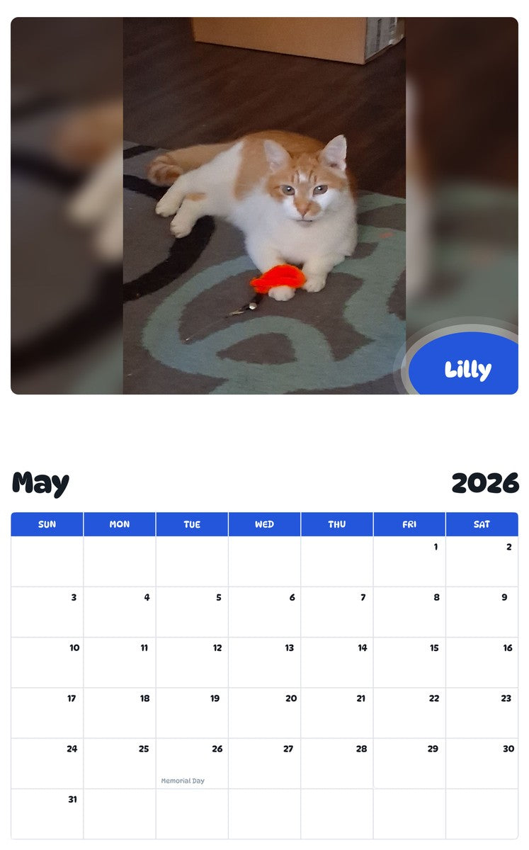 2026 - 2027 Lilly - Pawidols Pet Calendar