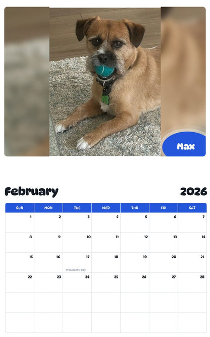 October 2025 - September 2026 Max - Pawidols Pet Calendar