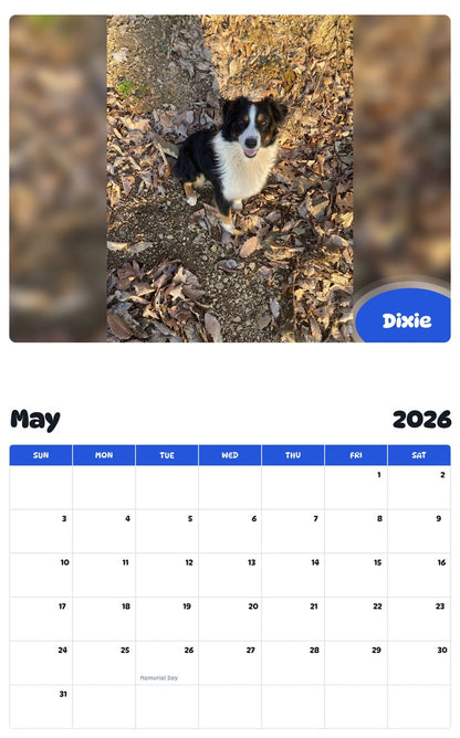 2026 - 2027 Dixie - Pawidols Pet Calendar