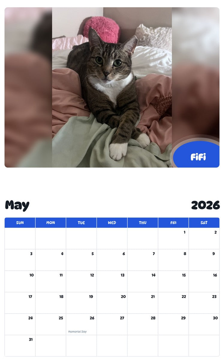 2026 - 2027 FiFi - Pawidols Pet Calendar