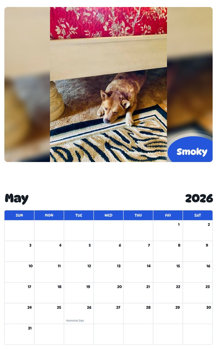 2026 - 2027 Smoky - Pawidols Pet Calendar