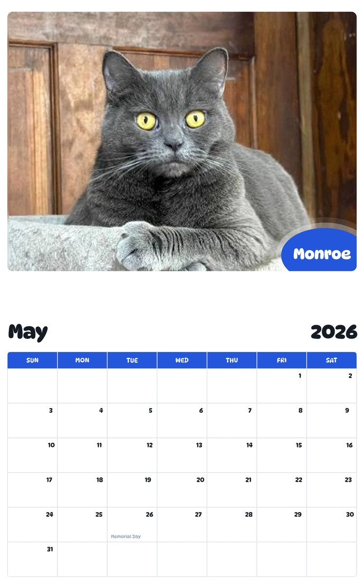 2026 - 2027 Monroe - Pawidols Pet Calendar