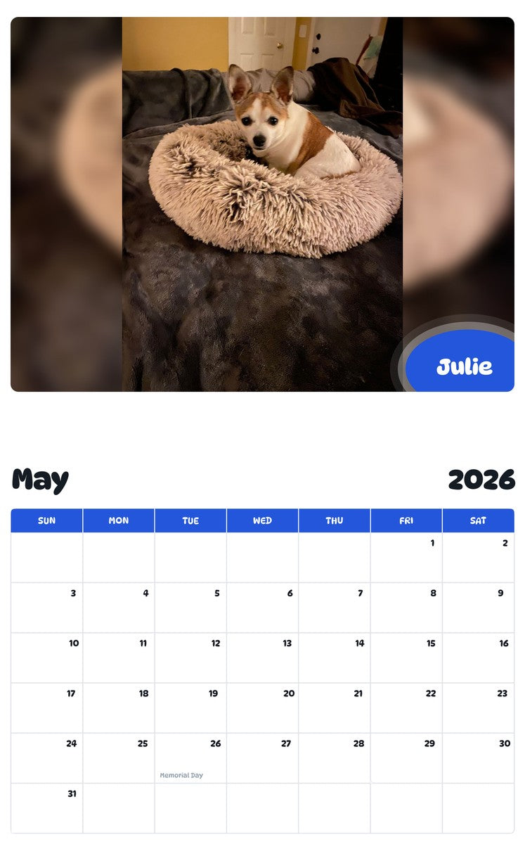 2026 - 2027 Julie - Pawidols Pet Calendar