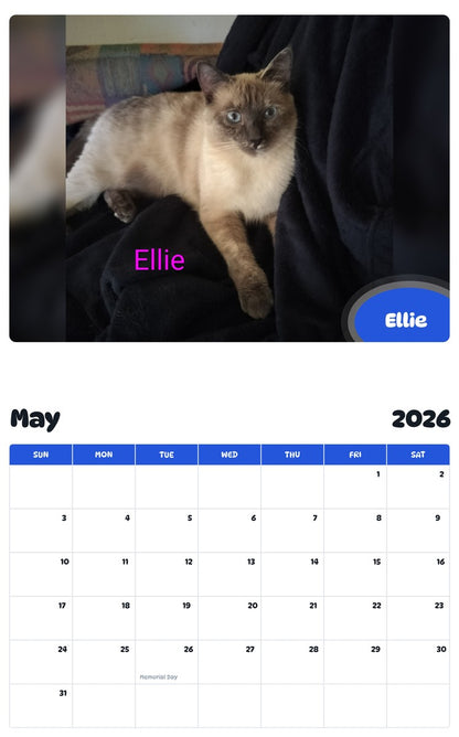 2026 - 2027 Ellie - Pawidols Pet Calendar