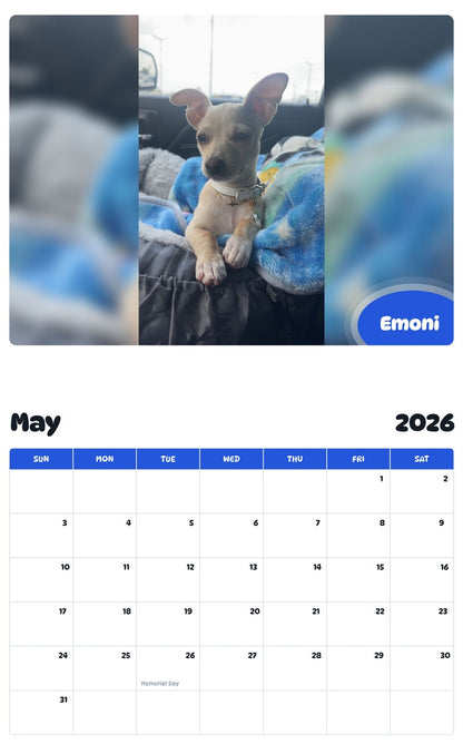 2026 - 2027 Emoni - Pawidols Pet Calendar