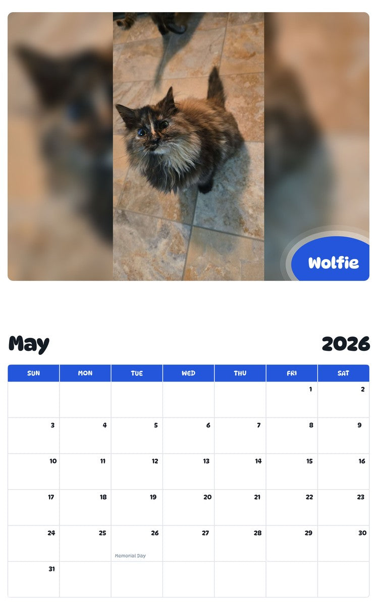 2026 - 2027 Wolfie - Pawidols Pet Calendar
