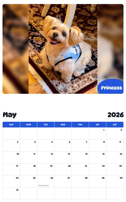2026 - 2027 Princess - Pawidols Pet Calendar