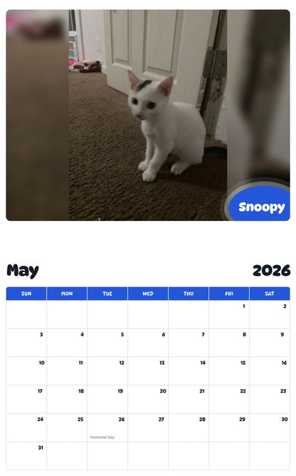 2026 - 2027 Snoopy - Pawidols Pet Calendar