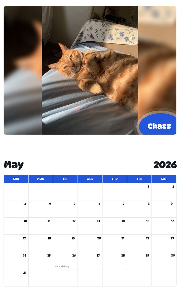 2026 - 2027 Chazz - Pawidols Pet Calendar