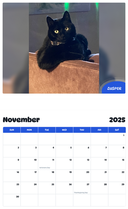 July 2025 - June 2026 Jasper - Pawidols Pet Calendar