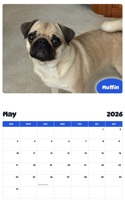 2026 - 2027 Muffin - Pawidols Pet Calendar