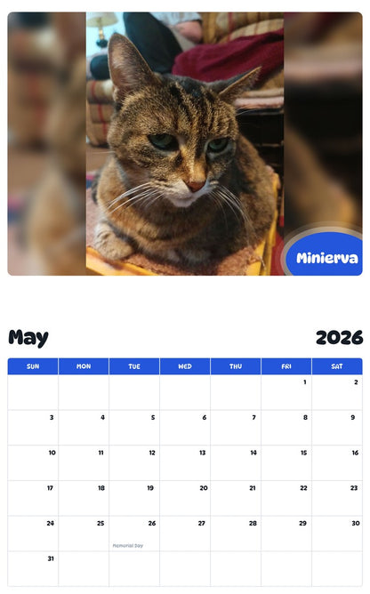 2026 - 2027 Minierva - Pawidols Pet Calendar
