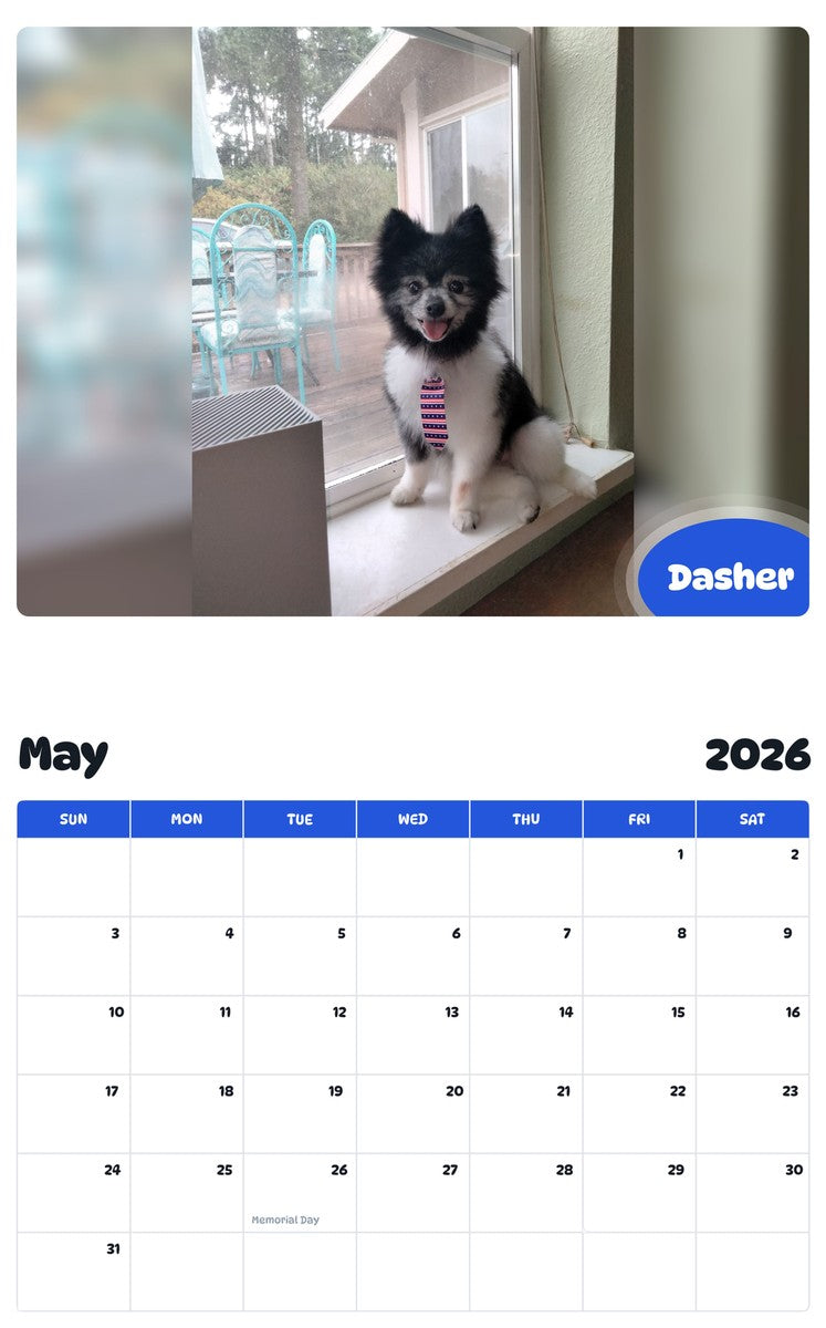 2026 - 2027 Dasher - Pawidols Pet Calendar