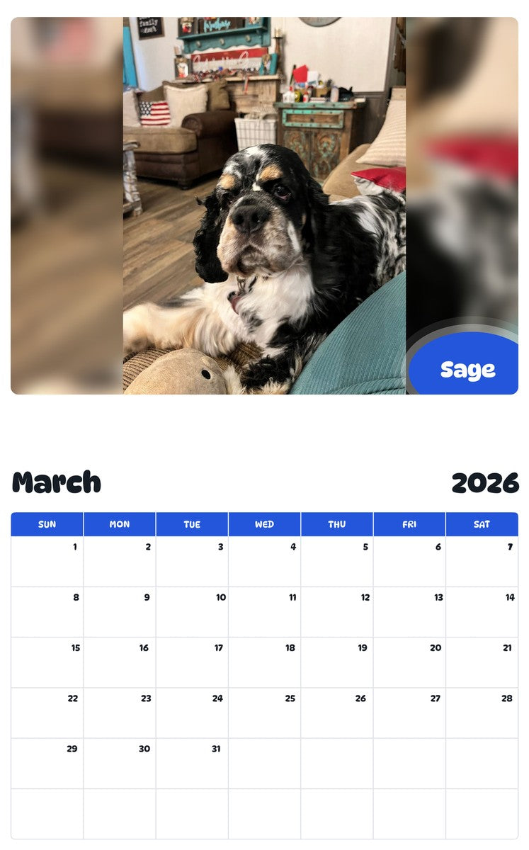 November 2025 - October 2026 Sage - Pawidols Pet Calendar