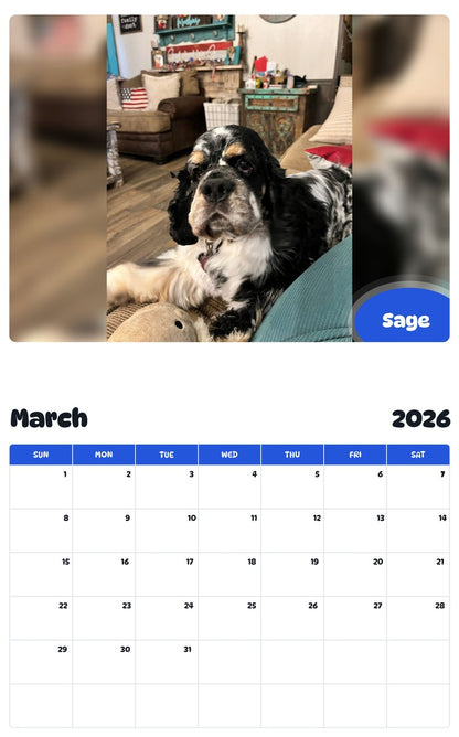 November 2025 - October 2026 Sage - Pawidols Pet Calendar