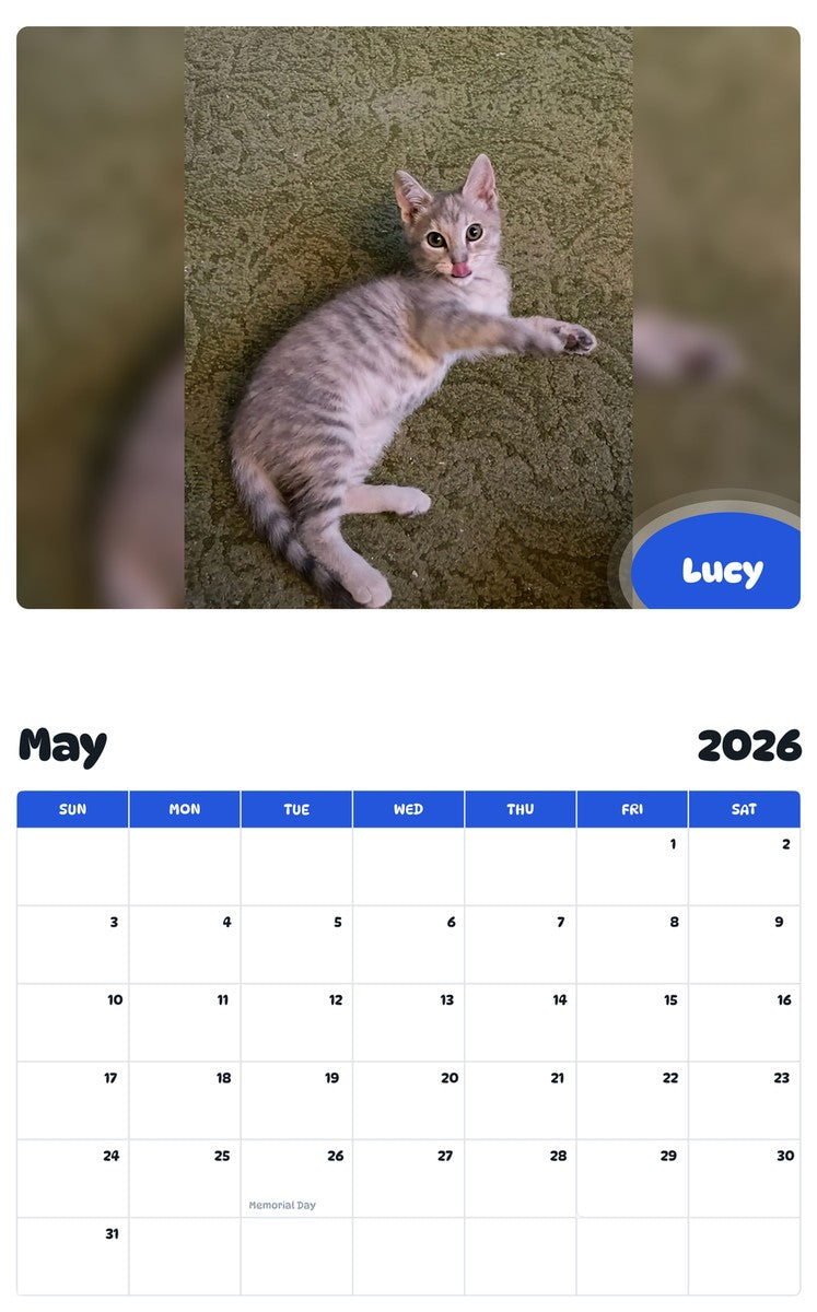 2026 - 2027 Lucy - Pawidols Pet Calendar