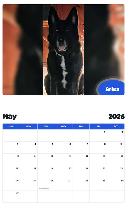 2026 - 2027 Aries - Pawidols Pet Calendar