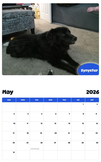2026 - 2027 Synyster - Pawidols Pet Calendar