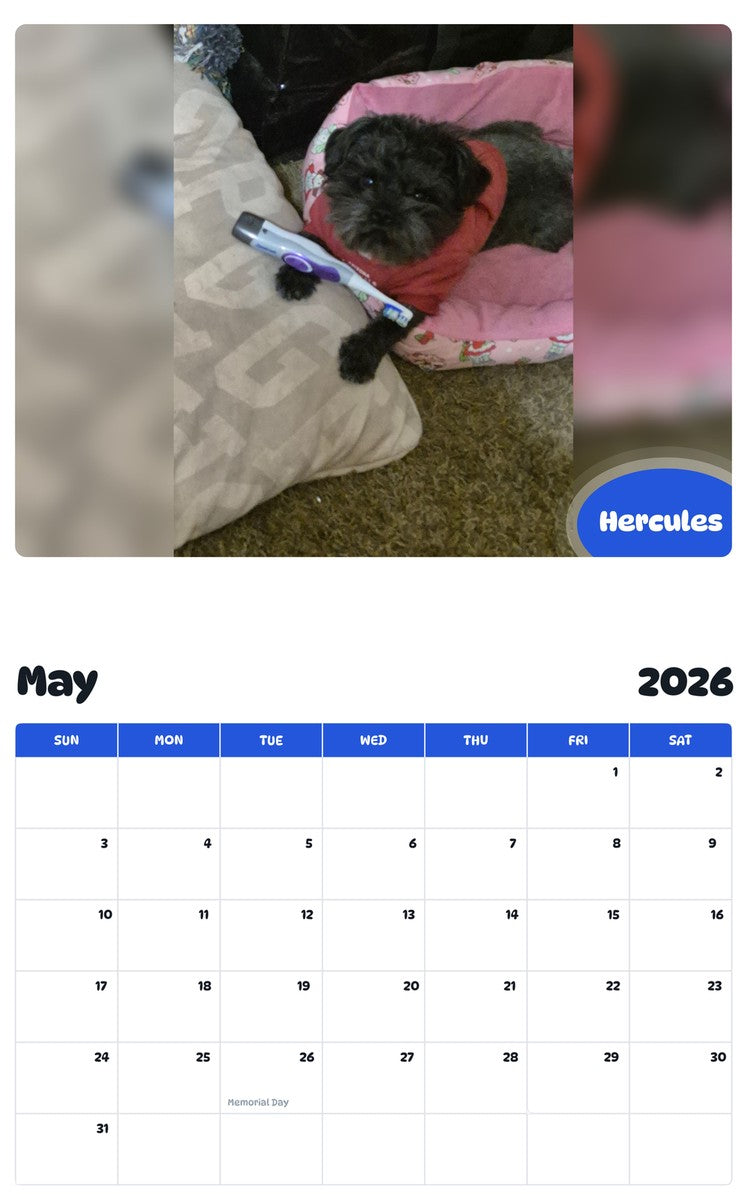 2026 - 2027 Hercules - Pawidols Pet Calendar
