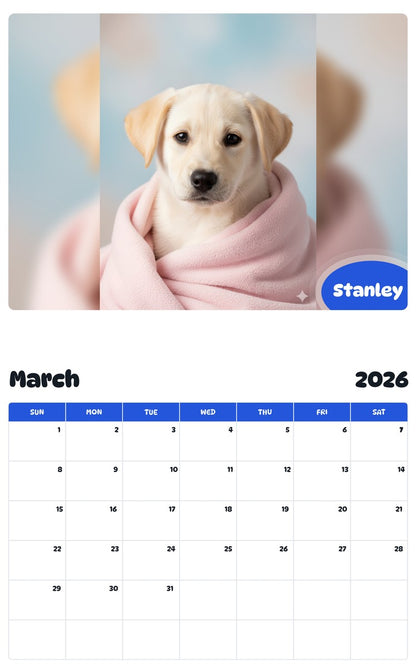 November 2025 - October 2026 Stanley - Pawidols Pet Calendar