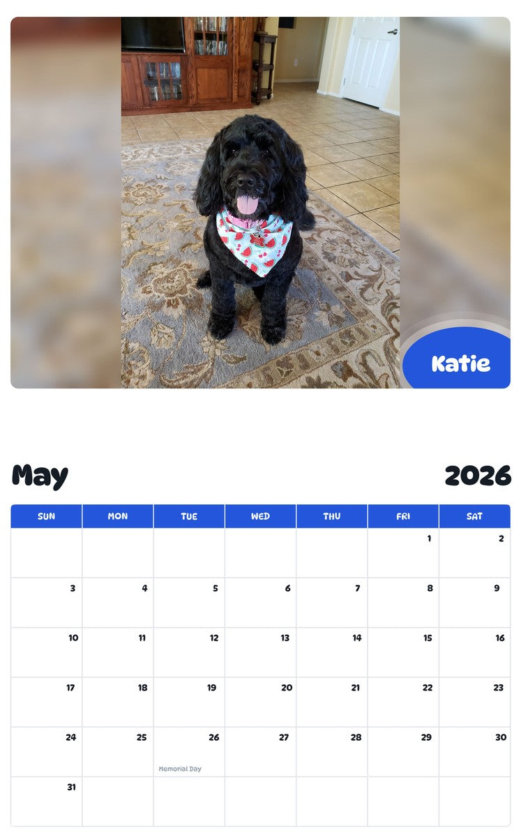 2026 - 2027 Katie - Pawidols Pet Calendar
