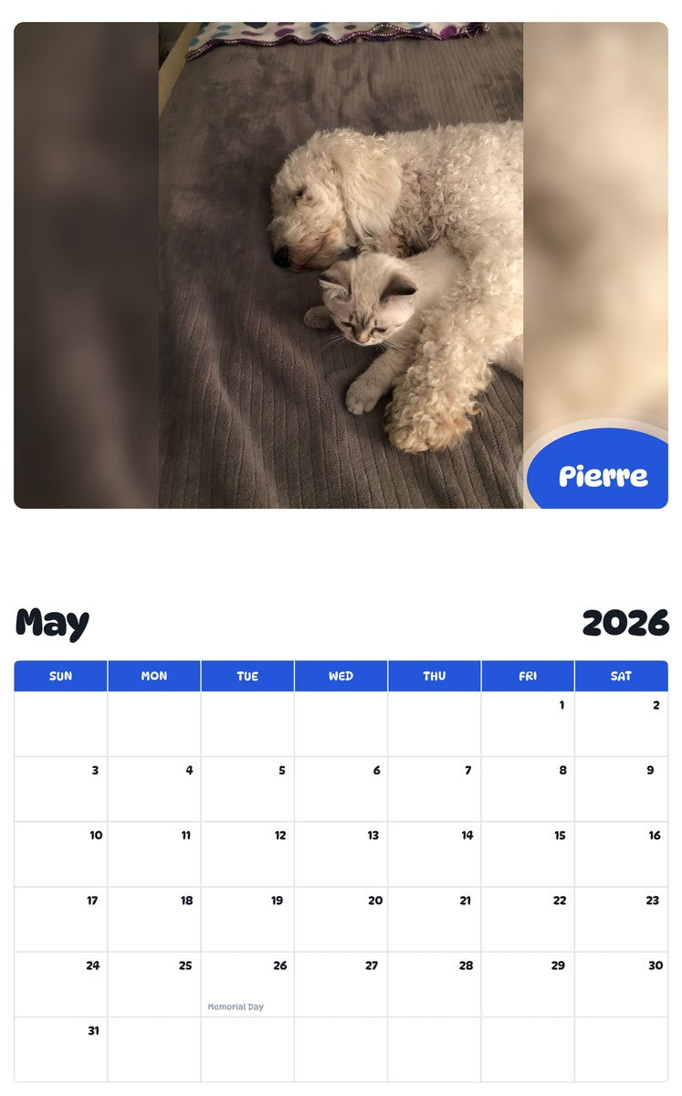 2026 - 2027 Pierre - Pawidols Pet Calendar