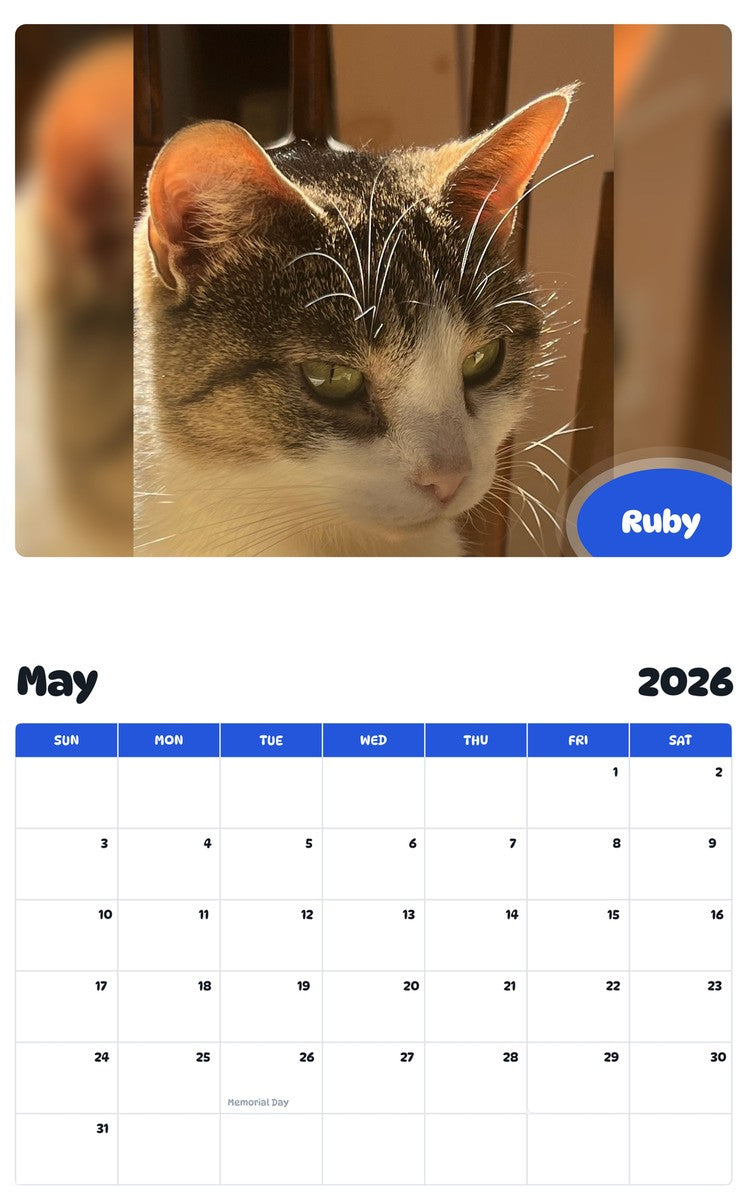 2026 - 2027 Ruby - Pawidols Pet Calendar