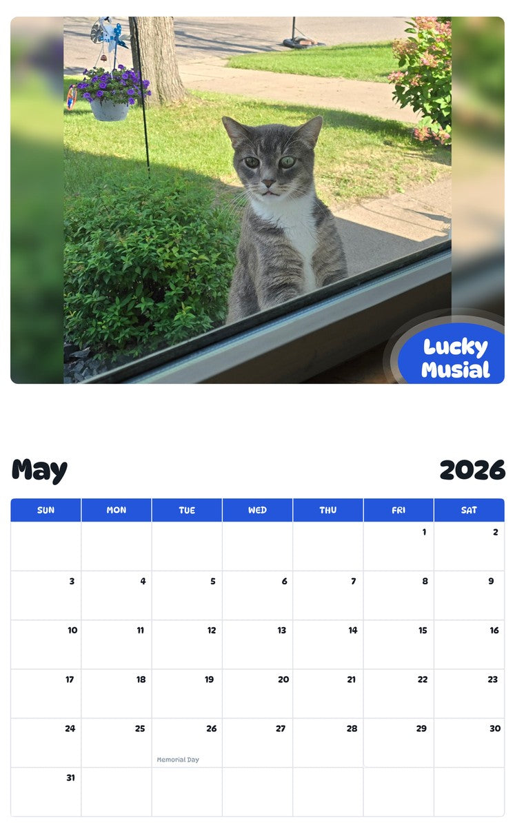 2026 - 2027 Lucky Musial - Pawidols Pet Calendar