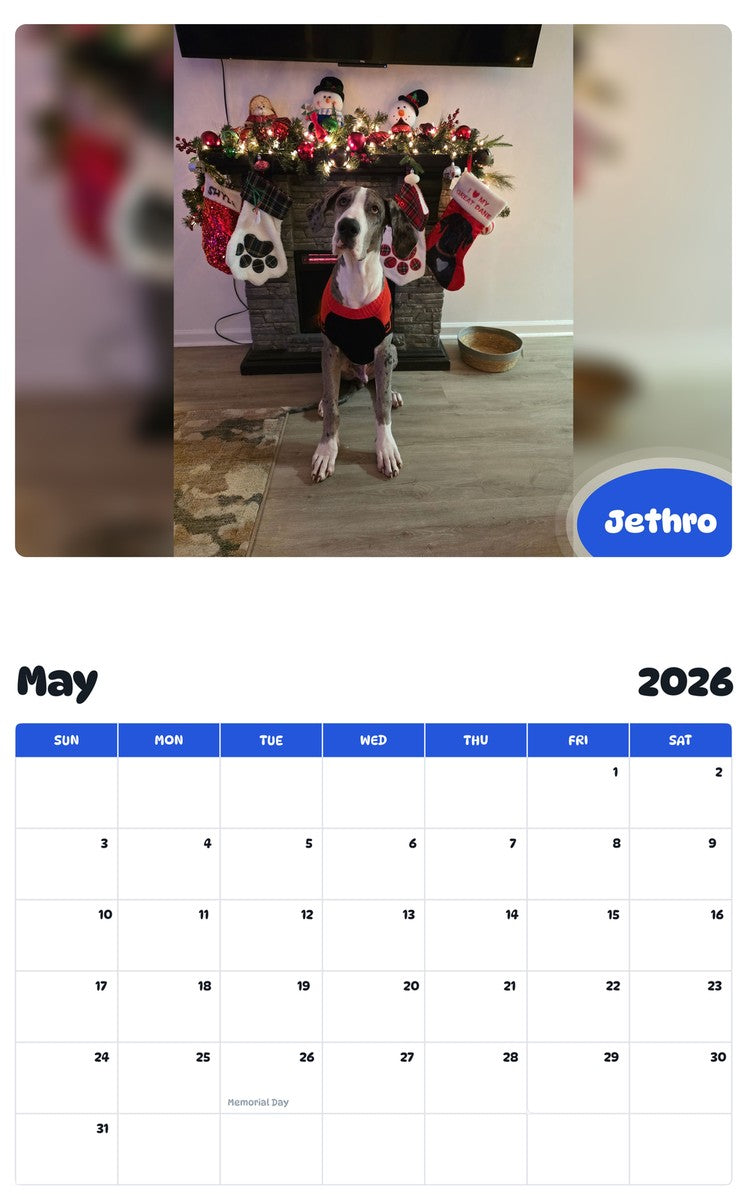 2026 - 2027 Jethro - Pawidols Pet Calendar