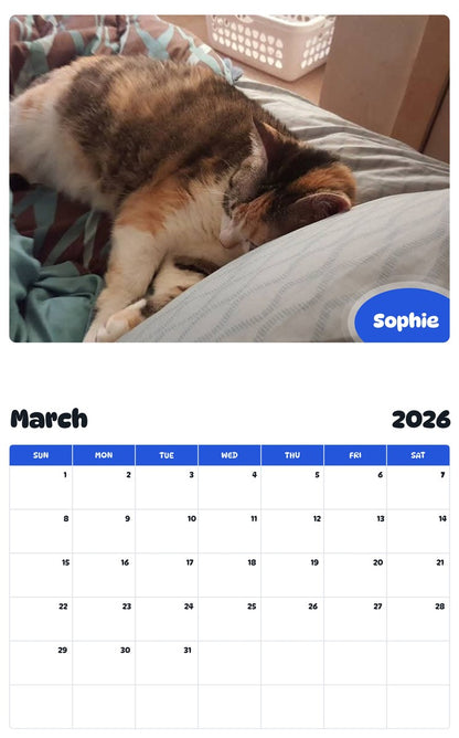 November 2025 - October 2026 Sophie - Pawidols Pet Calendar