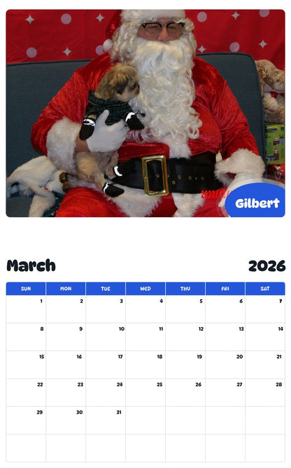November 2025 - October 2026 Gilbert - Pawidols Pet Calendar