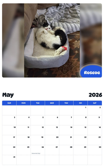 2026 - 2027 Roscoe - Pawidols Pet Calendar