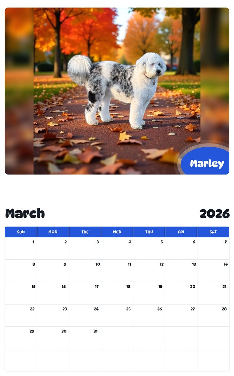 November 2025 - October 2026 Marley - Pawidols Pet Calendar